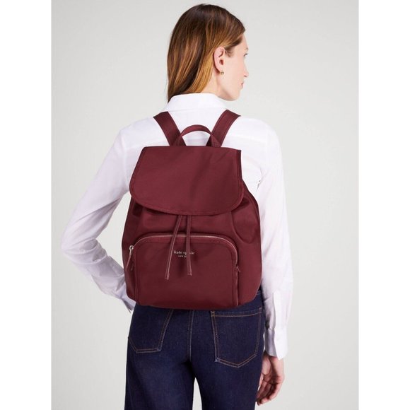 New Kate Spade Sam Medium Backpack the Little Better Nylon Dark Merlot main image 4